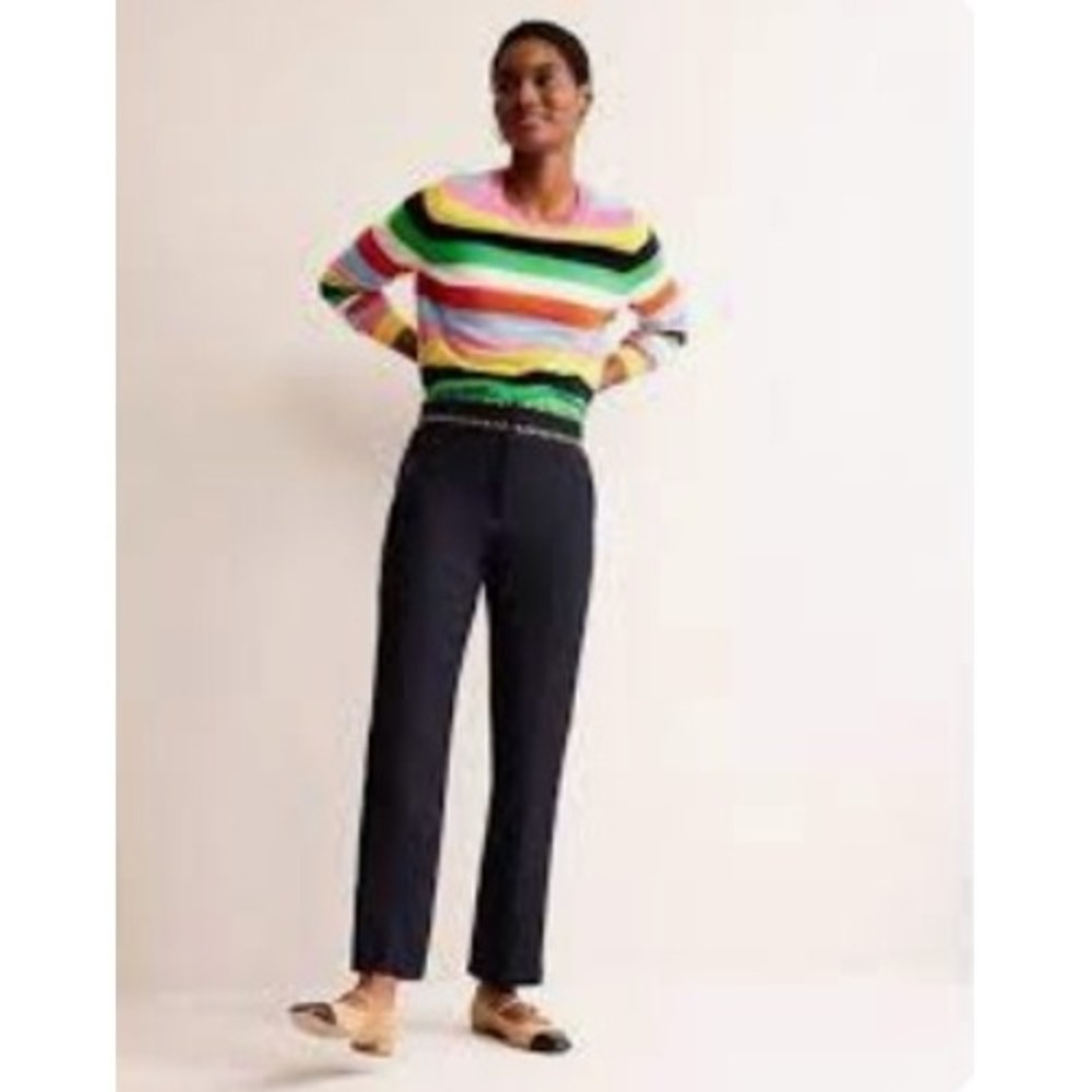 Boden‎ Women's Blue Embroidered Icon Wool Blend Trousers US 6R UK 10R Lined NWT